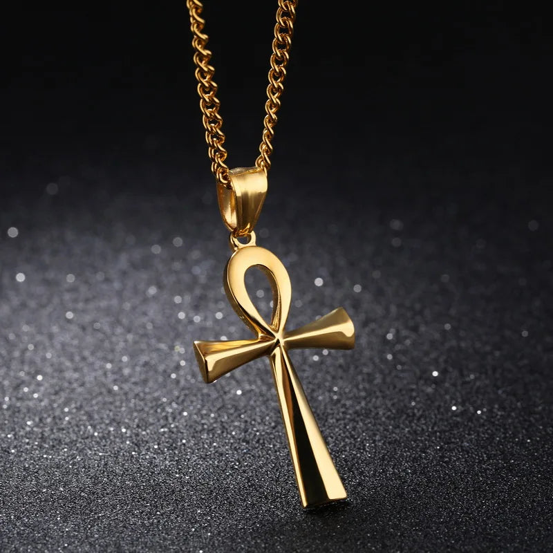 Vintage Stainless Steel Ankh Neckalces For Men Women Egyptian Necklaces Male Jewelry