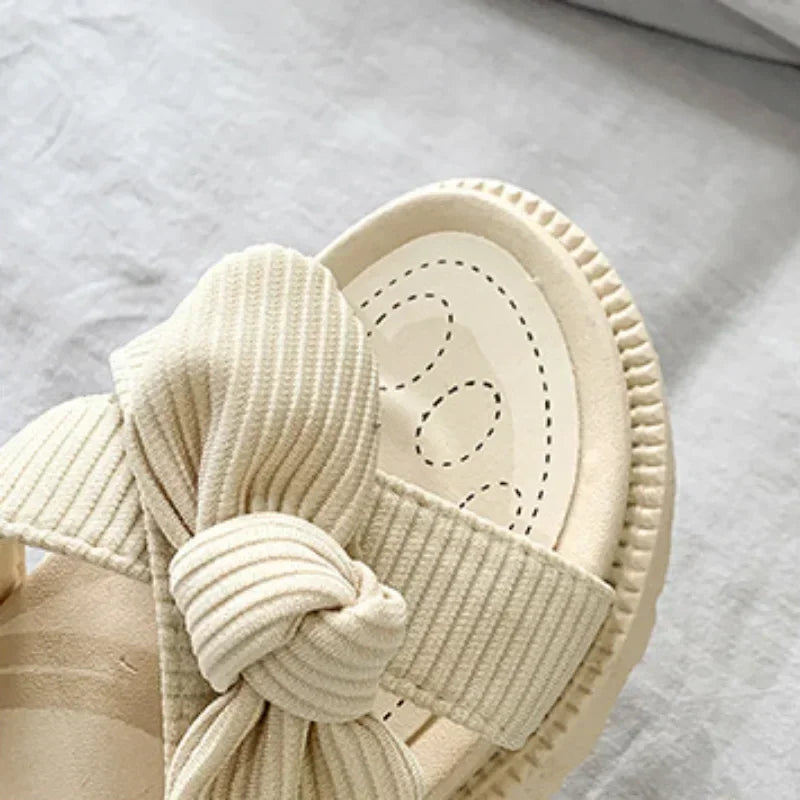 Women Sandalias Mujer Summer Fairy Style 2024 New Fashion Student Platform Roman Lady Sands Flat Shoes Cute Slippers
