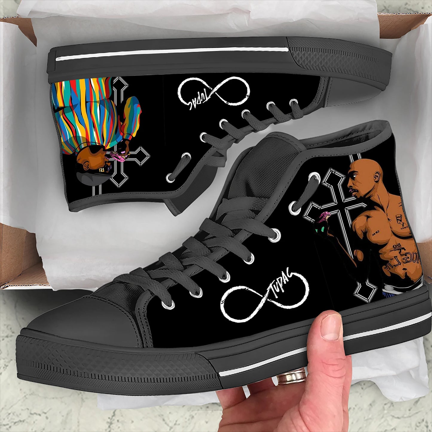 Hot Summer Rap 2pac Tupac All Eyez on Me Arrive Fashion Lightweight High Top Classic Canvas Shoes Men Women Sneakers Board Shoe