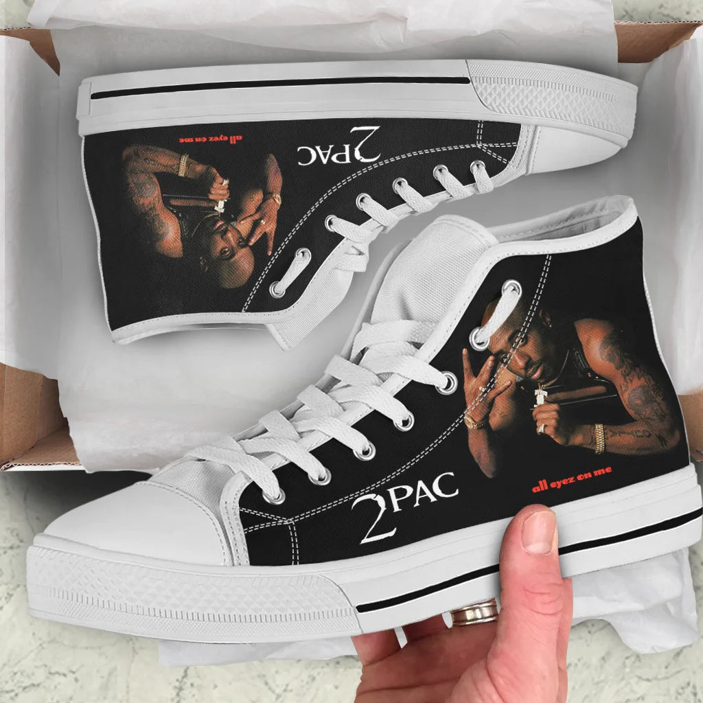 Hot Summer Rap 2pac Tupac All Eyez on Me Arrive Fashion Lightweight High Top Classic Canvas Shoes Men Women Sneakers Board Shoe