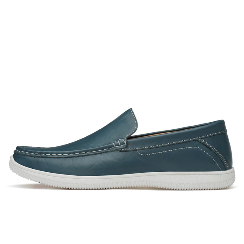 Fashion Casual Mens Shoes Genuine Leather Free Shipping Italian Luxury Designer Summer Slip On Shoes Men Loafers Driving