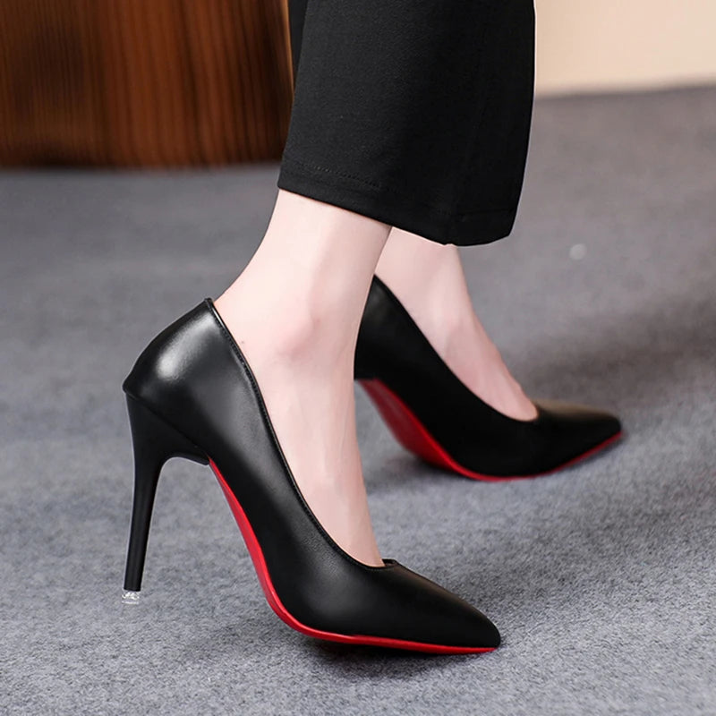 Classic Black Stiletto Heels Pumps Women 2024 Spring Patent Leather Office Shoes Woman Plus Size 43 Pointed Toe High Heels Shoes