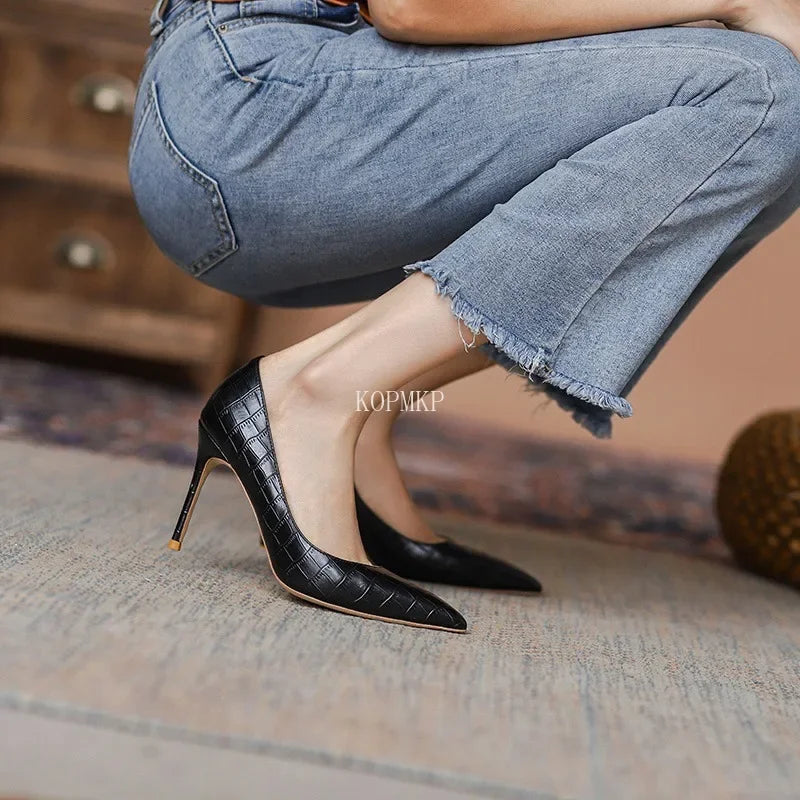 2024 Spring and Summer Sexy New Brown Comfortable All-match High Heels Women's Stiletto Single Shoes Women Zapatos De Mujer