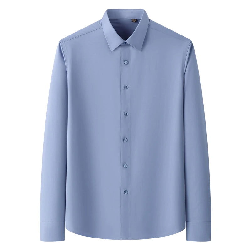 New Quality Anti-Wrinkle Men Shirt Long Sleeves Dress Shirts For Men Slim Fit Camisa Social Business Blouse White Shirt S-5XL