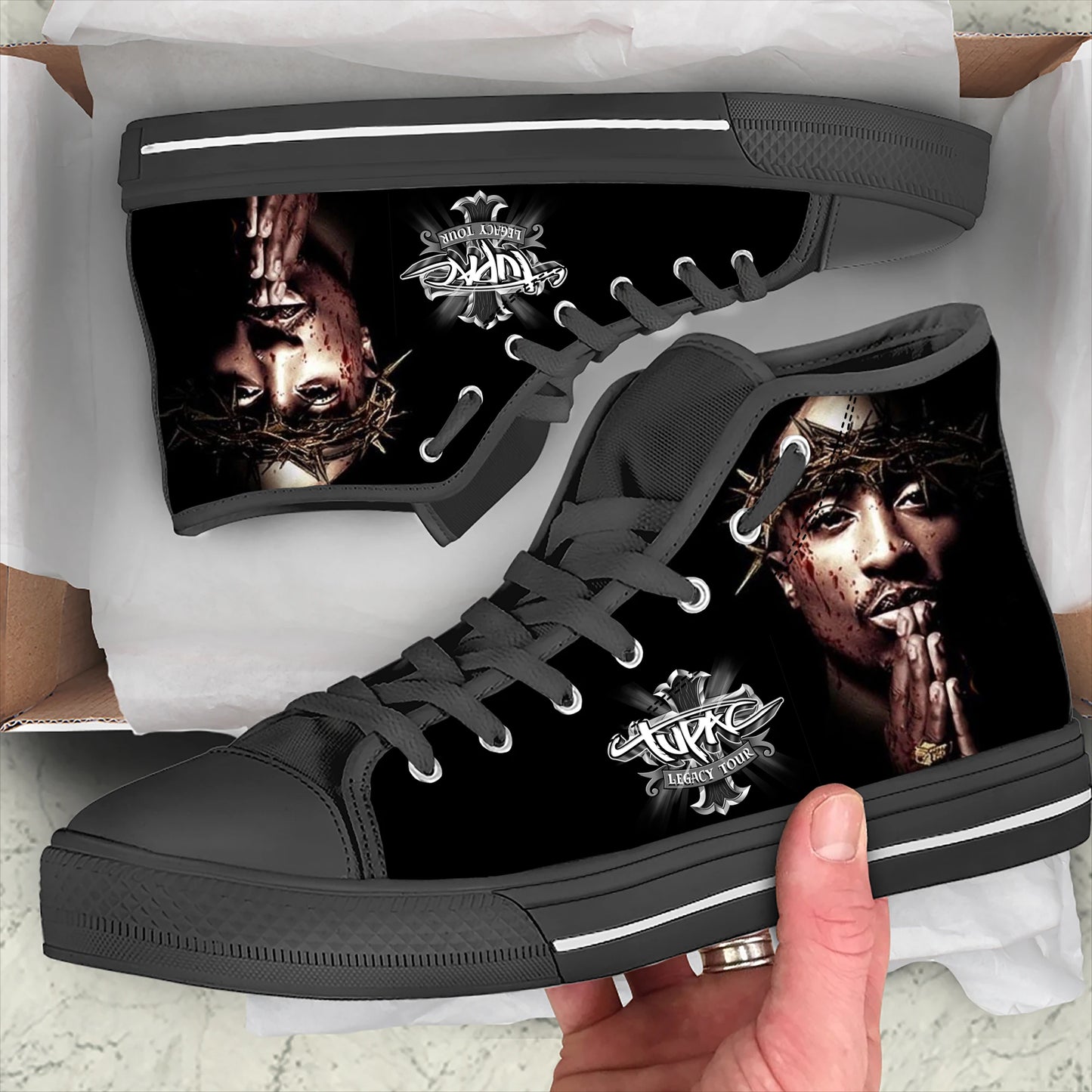 Hot Summer Rap 2pac Tupac All Eyez on Me Arrive Fashion Lightweight High Top Classic Canvas Shoes Men Women Sneakers Board Shoe