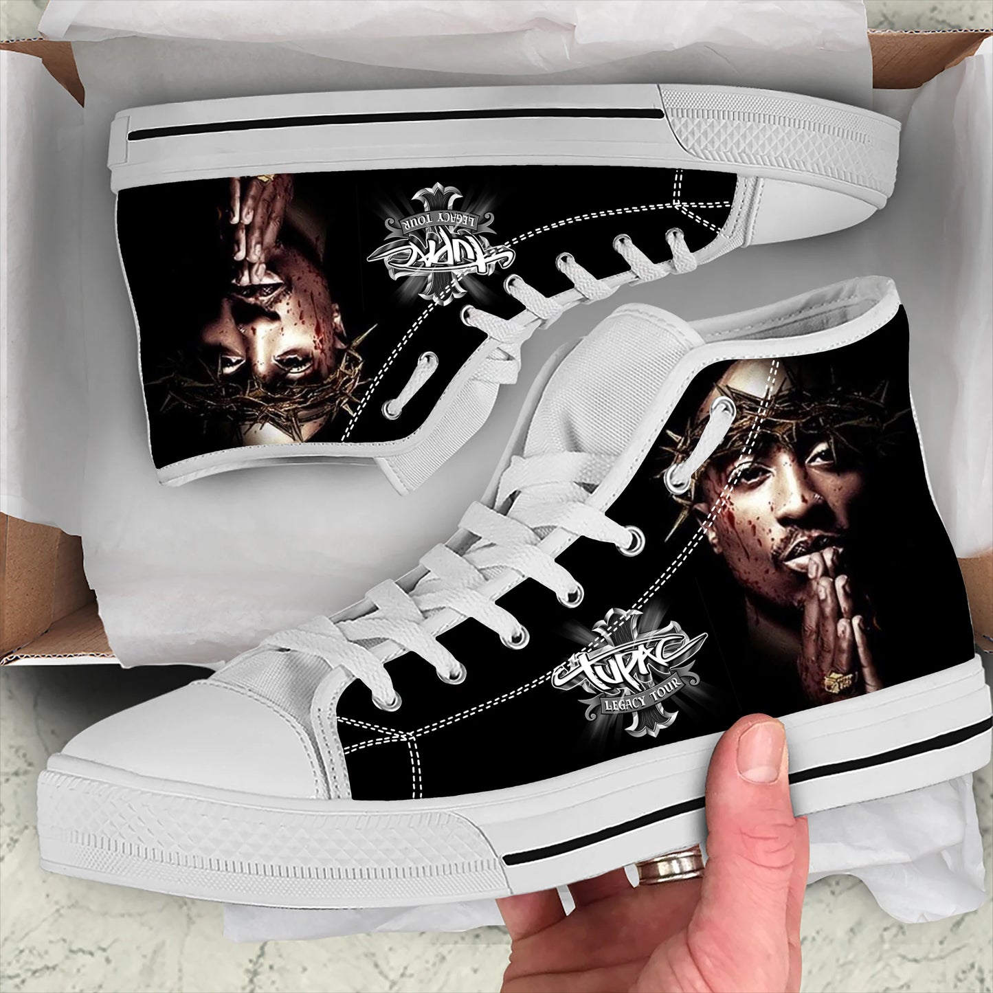 Hot Summer Rap 2pac Tupac All Eyez on Me Arrive Fashion Lightweight High Top Classic Canvas Shoes Men Women Sneakers Board Shoe