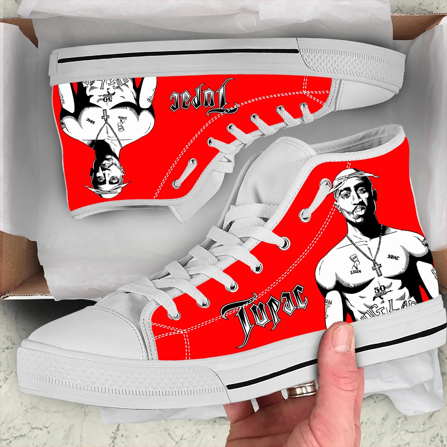 Hot Summer Rap 2pac Tupac All Eyez on Me Arrive Fashion Lightweight High Top Classic Canvas Shoes Men Women Sneakers Board Shoe