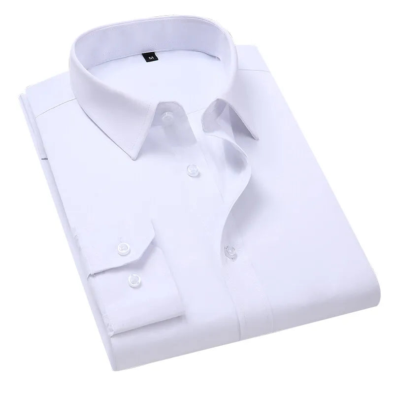 Men's Long-sleeved Shirts Spring Autumn New Business Casual Lapel Buttons Formal Wear Shirts Black White Blue Pink