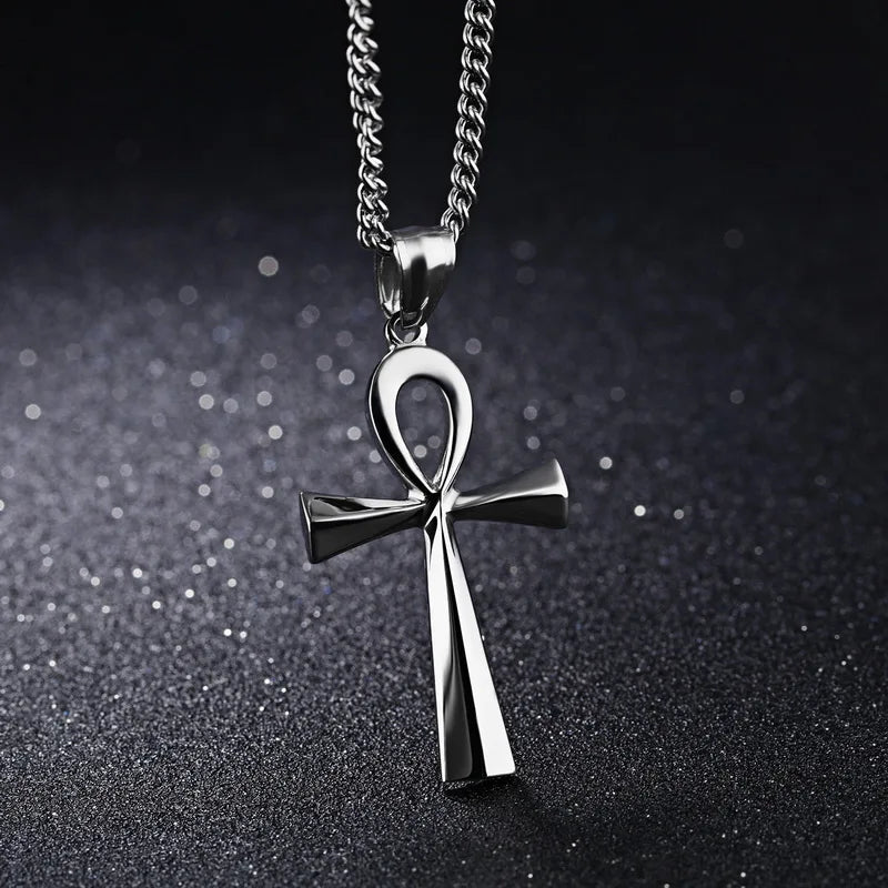 Vintage Stainless Steel Ankh Neckalces For Men Women Egyptian Necklaces Male Jewelry