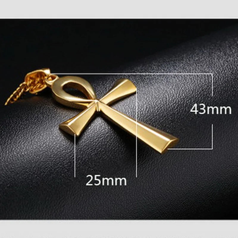 Vintage Stainless Steel Ankh Neckalces For Men Women Egyptian Necklaces Male Jewelry