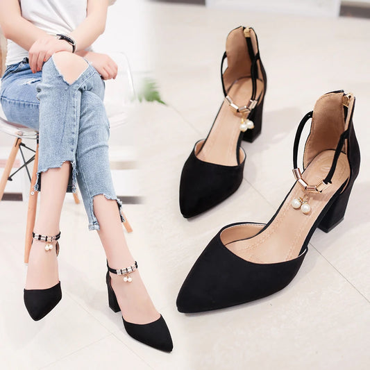 New style sandals, high heels, suede pointed sandals, sexy high heels, women's summer shoes, comfortable women's sandals
