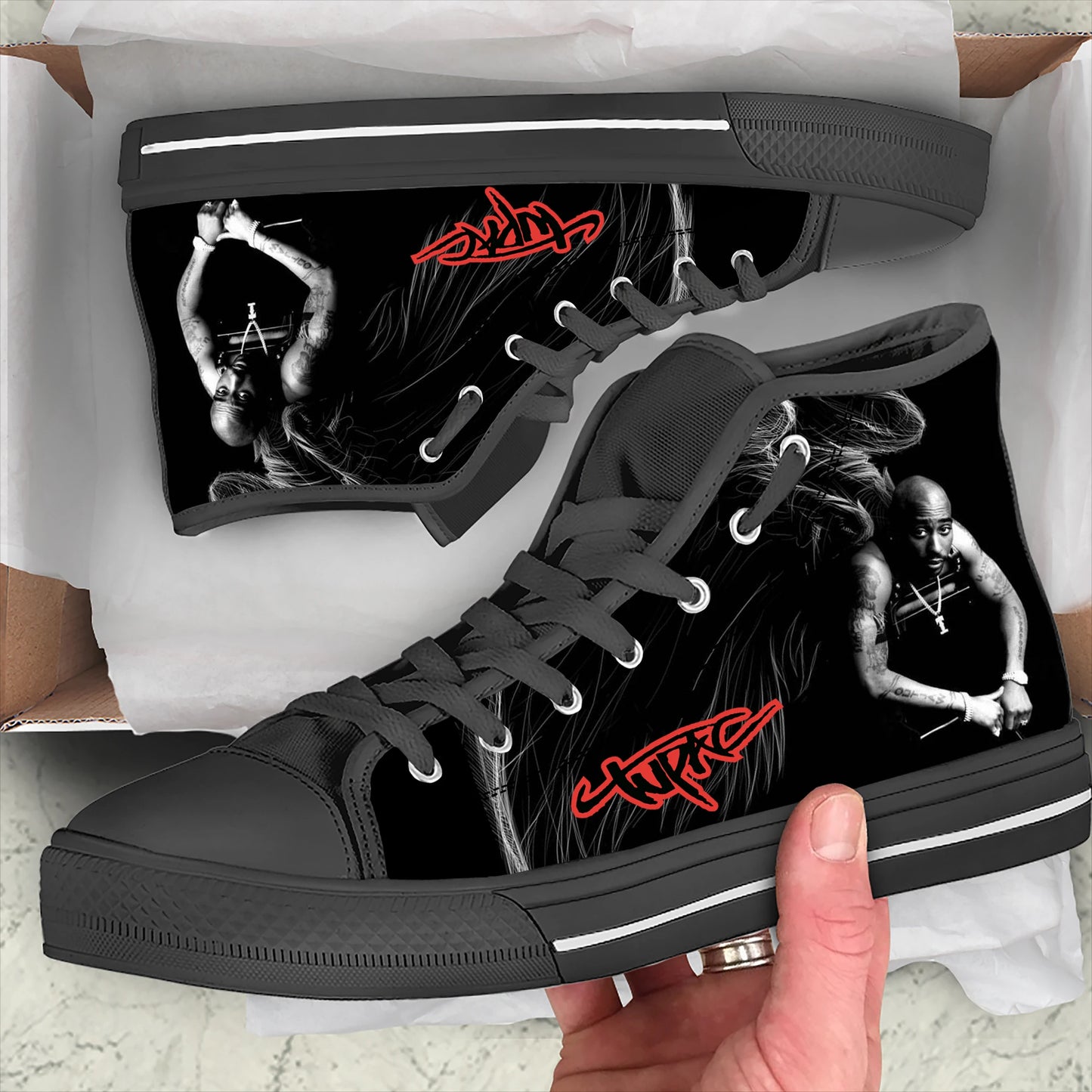 Hot Summer Rap 2pac Tupac All Eyez on Me Arrive Fashion Lightweight High Top Classic Canvas Shoes Men Women Sneakers Board Shoe