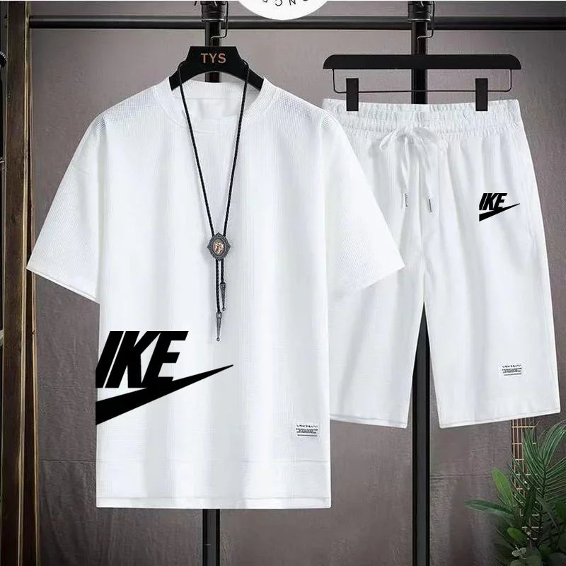 Summer Men's Sets Fashion Korean Tracksuit Men Short Sleeve T Shirts+Sport Shorts Suit Men Casual Men Clothing Mens Joggers Sets