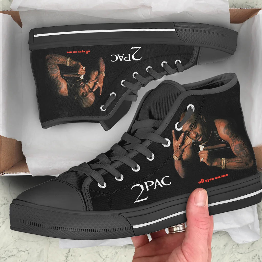 Hot Summer Rap 2pac Tupac All Eyez on Me Arrive Fashion Lightweight High Top Classic Canvas Shoes Men Women Sneakers Board Shoe