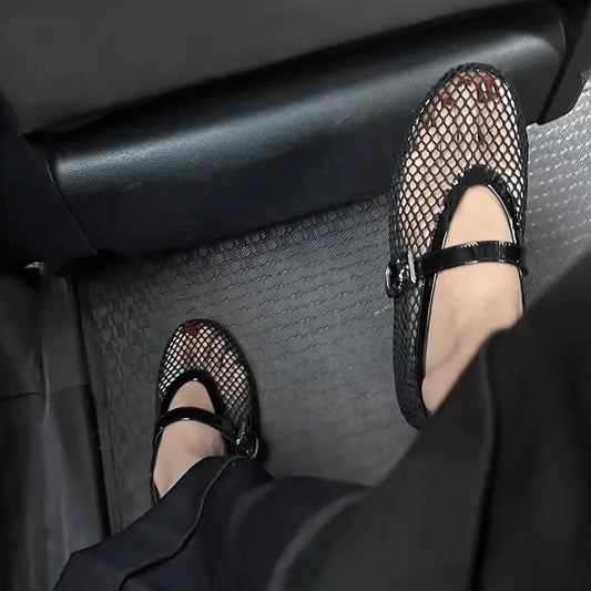 Summer Mesh Hollow Sandals Women Flats Shallow 2024 New Beach Shoes Comfort Retro Female  Flat shoes