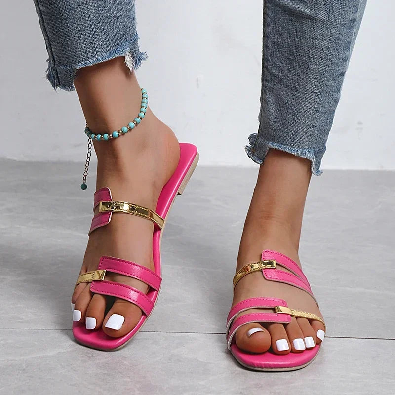 2024 New Women's Shoes Summer Flats Flip Flops Dress Shallow Casual Female Slides Rome Open-toe Women Slippers Slingback Sandals