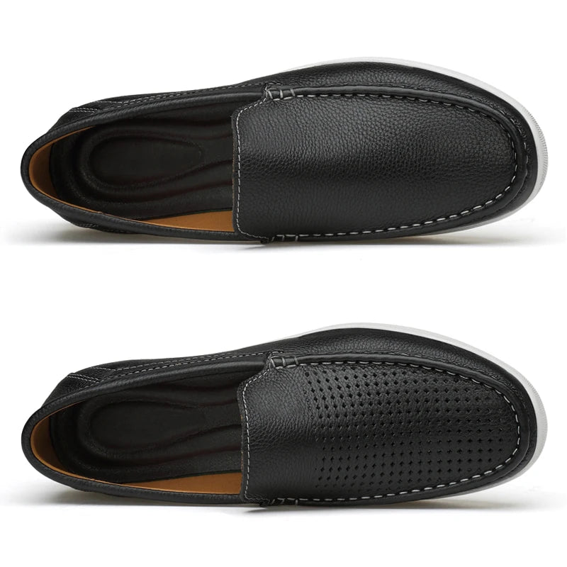 Fashion Casual Mens Shoes Genuine Leather Free Shipping Italian Luxury Designer Summer Slip On Shoes Men Loafers Driving