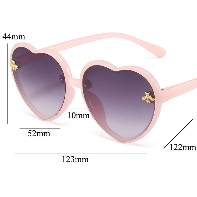 Fashion Brand Heart Kids Sunglasses 2024 New Children Cute Pink Cartoon Bee Sun Glasses Girls Boys Baby Gradient Eyewear