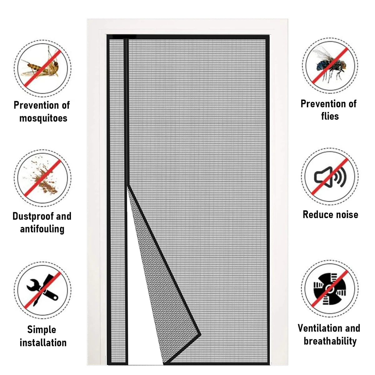 Magnetic Screen Door, Reversible Left Right Side Opening, Upgraded Polyester Prevent Small Pets from Scratching The Mesh（Black）