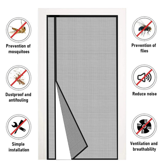 Magnetic Screen Door, Reversible Left Right Side Opening, Upgraded Polyester Prevent Small Pets from Scratching The Mesh（Black）