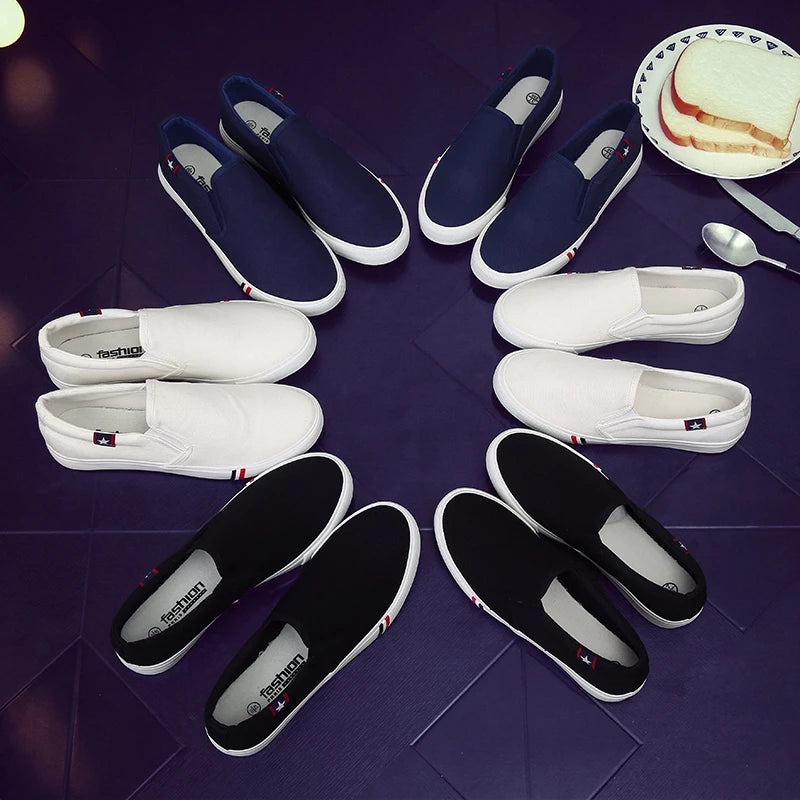 Men's Classic Canvas Casual Lazy Shoes Moccasin Fashion Slip on Loafer Washed Vulcanized Flat Shoes Zapatillas Hombre