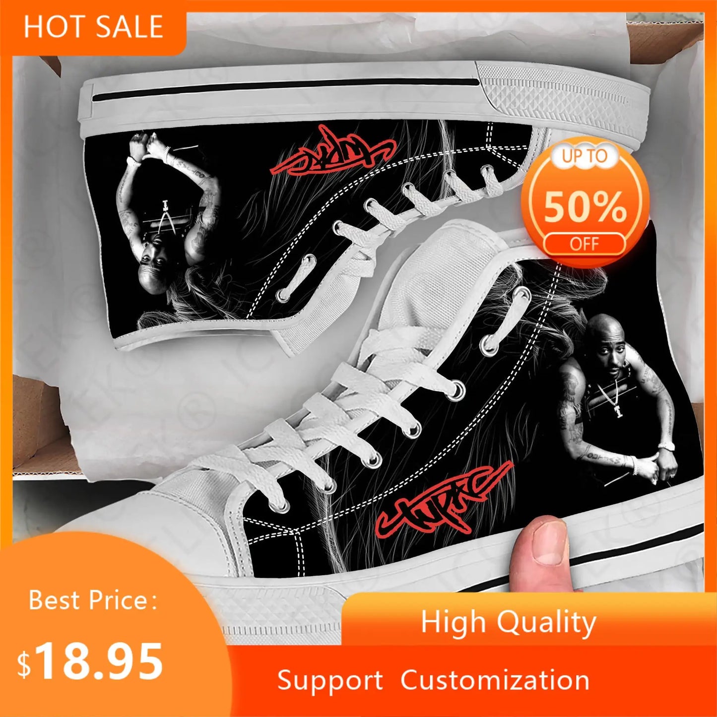 Hot Summer Rap 2pac Tupac All Eyez on Me Arrive Fashion Lightweight High Top Classic Canvas Shoes Men Women Sneakers Board Shoe