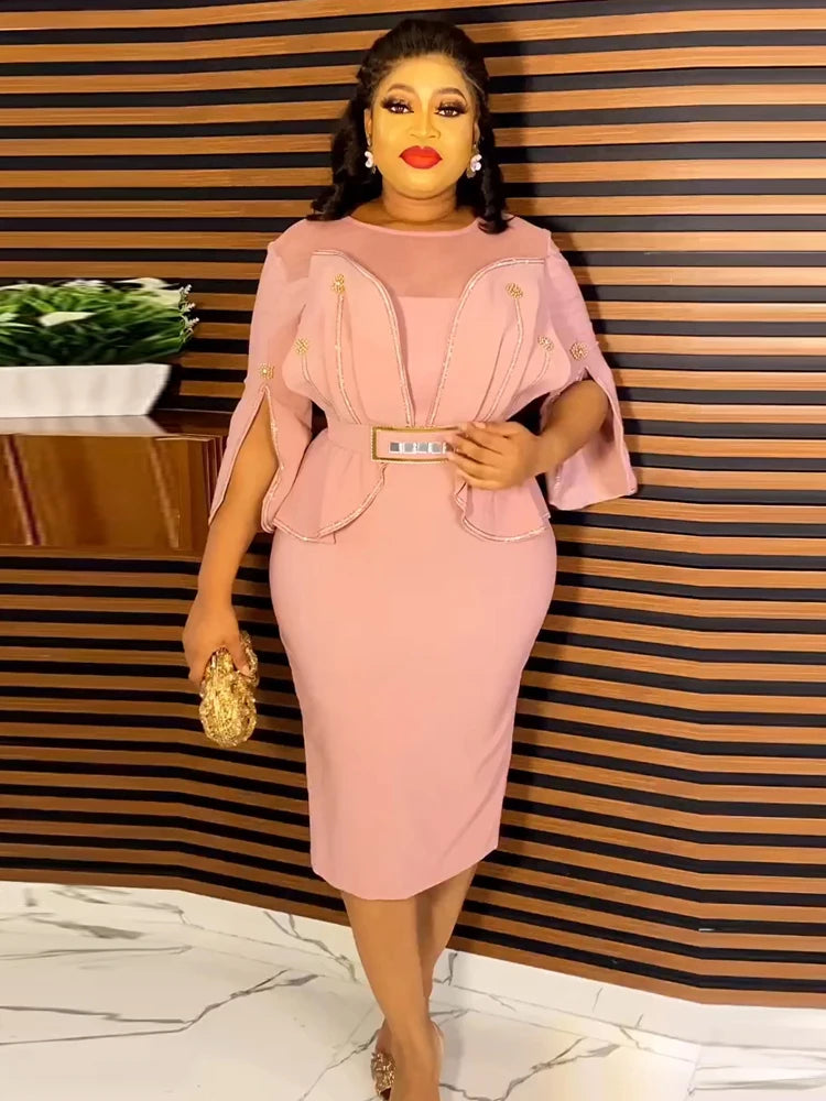2024 New Party Evening Dresses Elegant Women Bodycon Robe Dubai African Dashiki Outfits Office Ladies Overalls Africa Clothing
