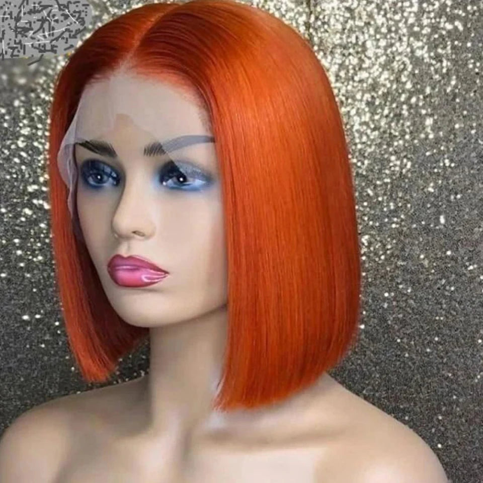 Ginger Orange Short Bob Lace Front Wigs 100% Human Hair Wigs Bob Lace Wigs For Women Blonde Orange Straight Brazilian Hair Closu
