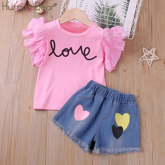 Humor Bear Combination Kids Clothing Sets Children clothing Girls Clothes Brand Girls Clothing Sets