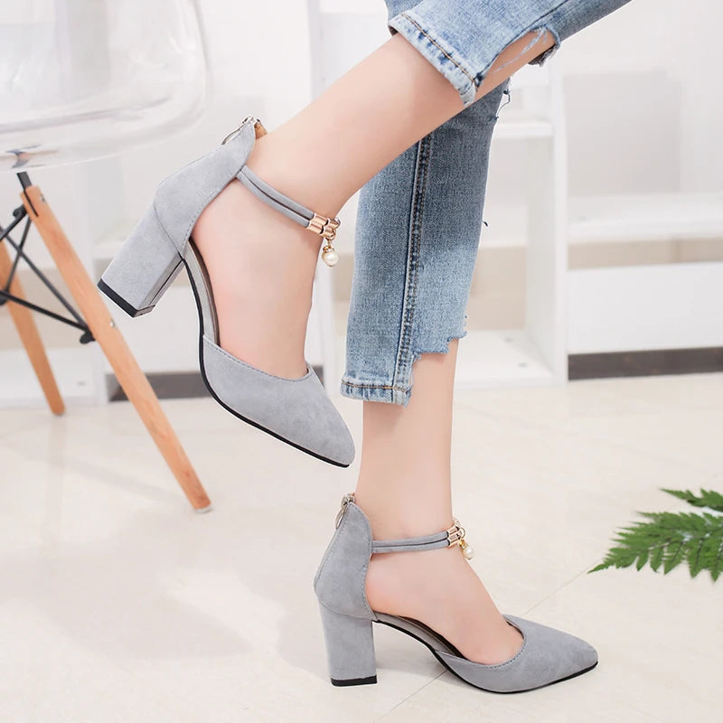 New style sandals, high heels, suede pointed sandals, sexy high heels, women's summer shoes, comfortable women's sandals