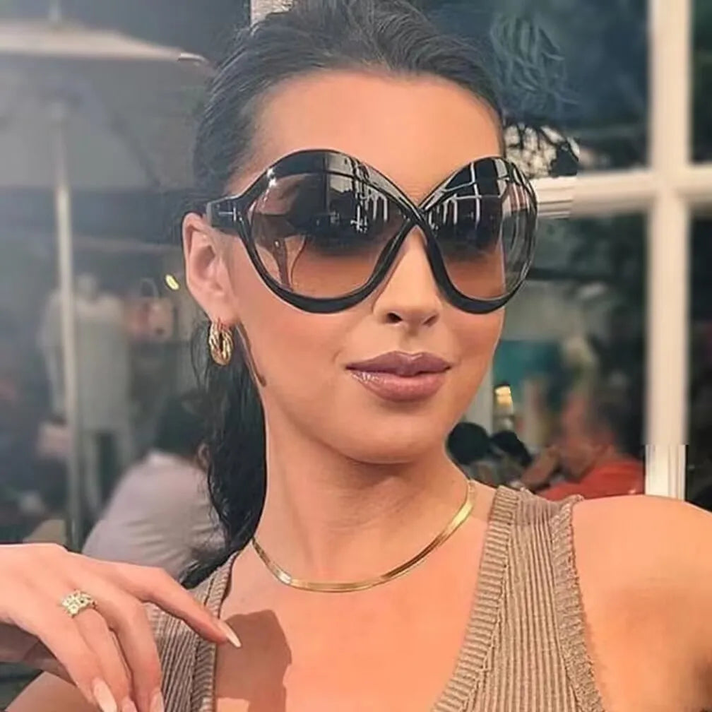 Luxury Oversized Round Sunglasses Goggle New Brand Designer Women Sun Glasses Trends Punk Shades Eyewear Eyeglasses Oculos
