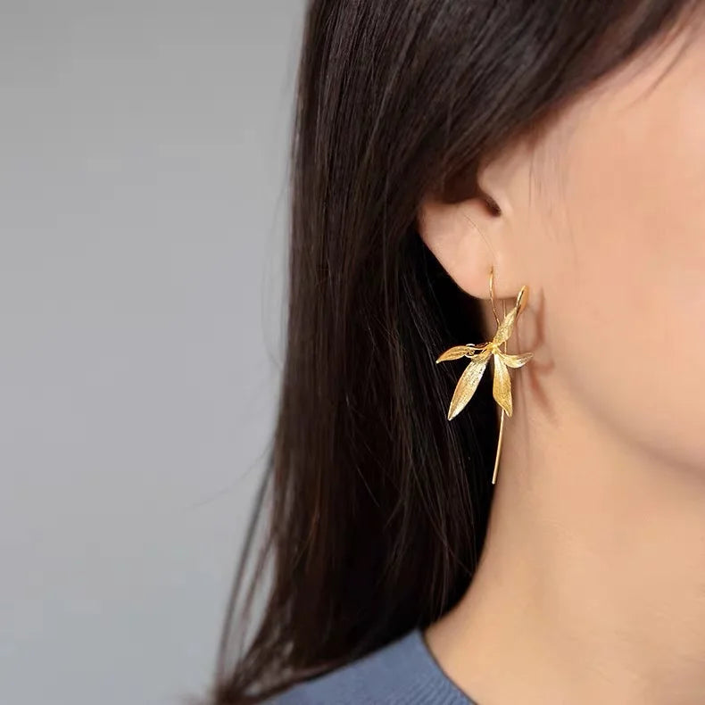 Elegant Silver Color Orchid Drop Dangle Earrings for Women Charm Cocktail Party Earrings Engagement Wedding Jewelry Gifts