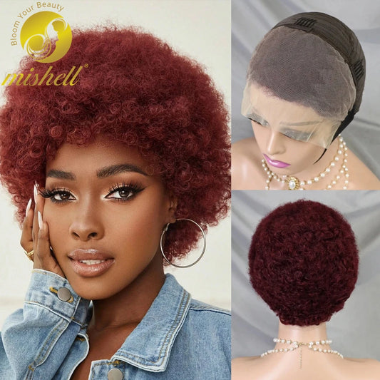 Afro Kinky Curly Human Hair Wigs 13x4 Lace Frontal Short Bob Wig 100% Human Hair Natural Curly Cheap Lace Wigs for Black Women