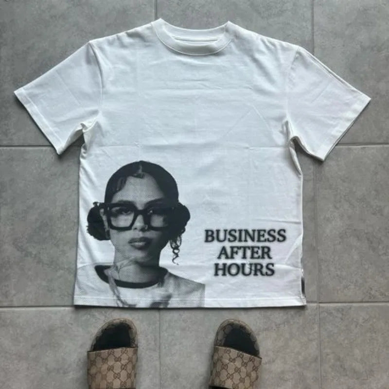 Feminist Shirt High Street Head Printed Graphic T-shirt for Women Retro Lettering Tie-dyed Cotton Y2k Short Sleeves 2024 Sunmmer