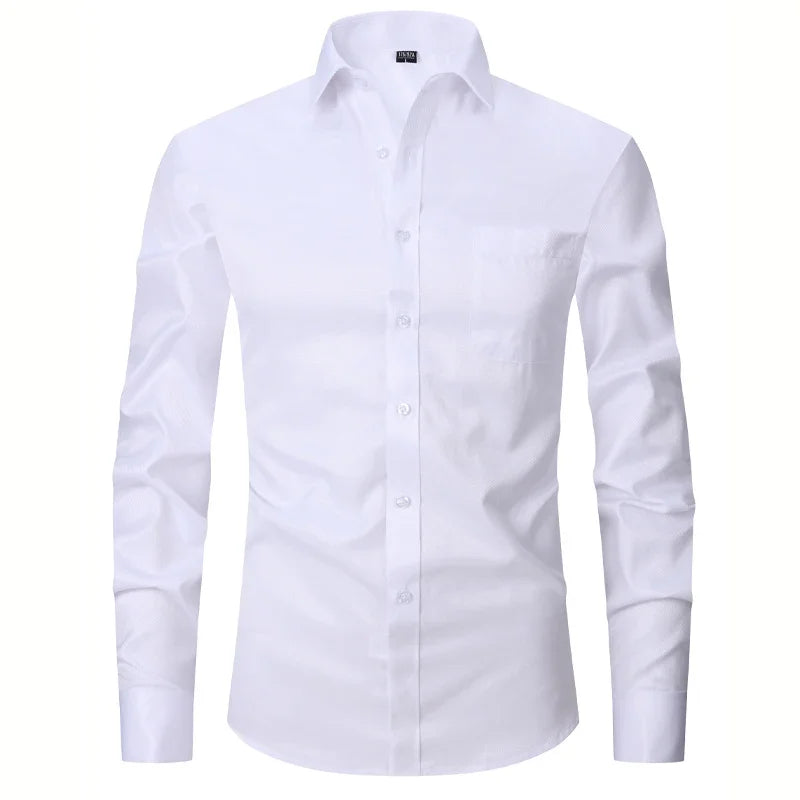 2024 Men French Cuff Dress Shirt Cufflinks  New White Long Sleeve Casual Buttons Male Brand Shirts Regular Fit Clothes