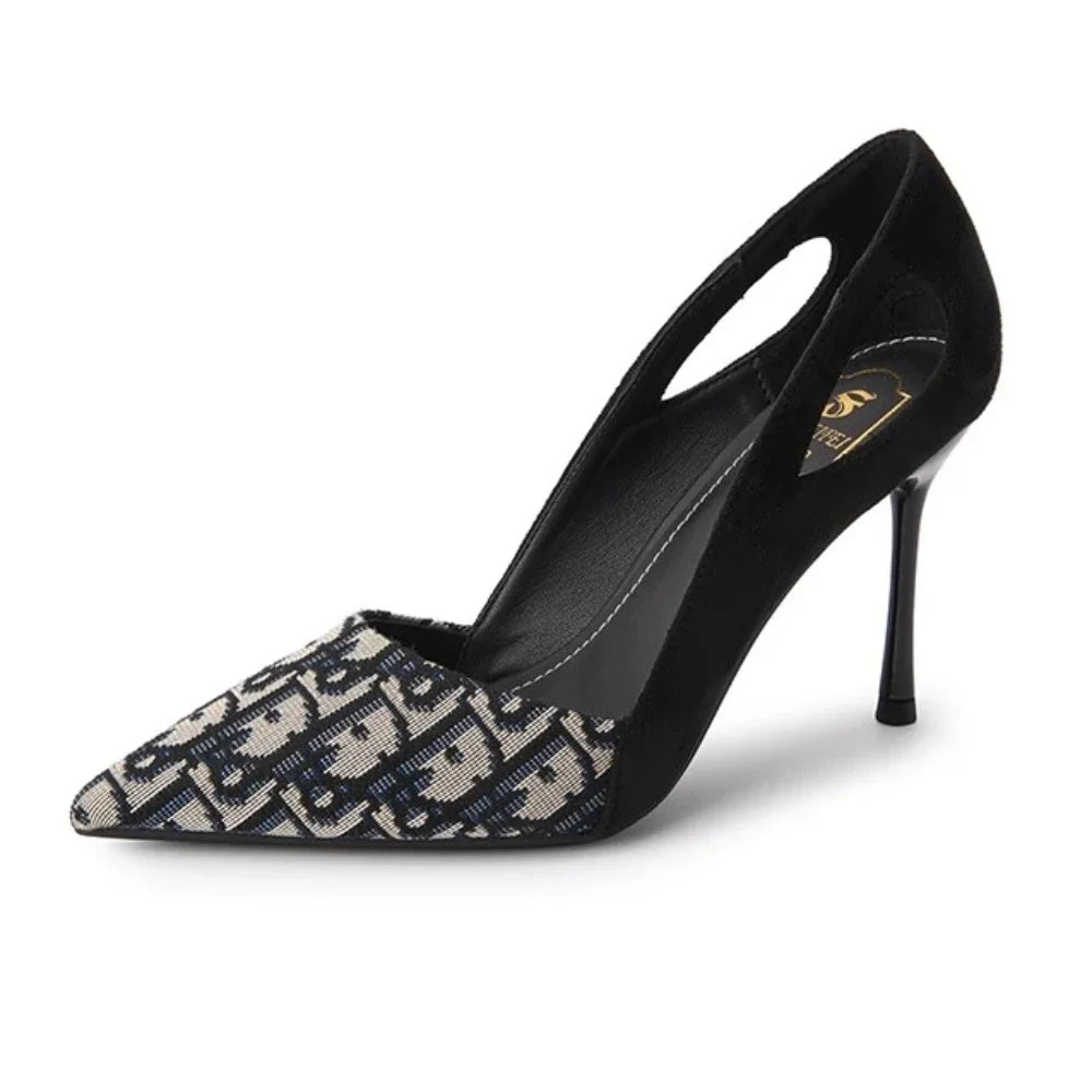 Pointed Toe 2024 New Embroidered Sandals Women Fashion Summer Luxury Heeled High Heels Women Shoes Shallow Casual High Sandals