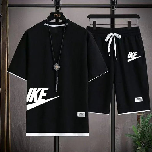 Summer Men's Sets Fashion Korean Tracksuit Men Short Sleeve T Shirts+Sport Shorts Suit Men Casual Men Clothing Mens Joggers Sets