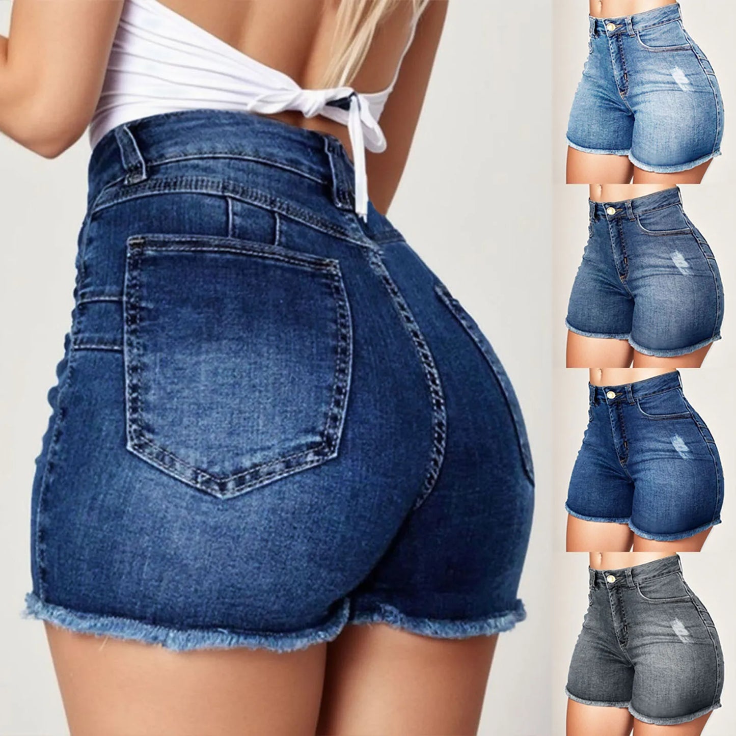 Summer Women Slim Shorts Trousers Fashion Ladies Jeans Broken Denim Shorts Ripped Jeans High Waisted Hotpant Slim Fit