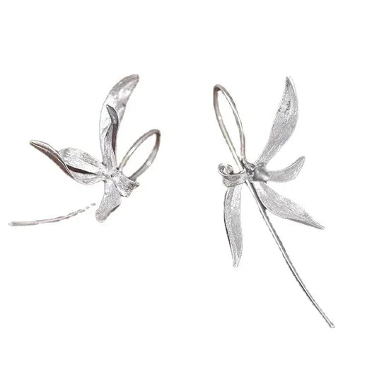 Elegant Silver Color Orchid Drop Dangle Earrings for Women Charm Cocktail Party Earrings Engagement Wedding Jewelry Gifts