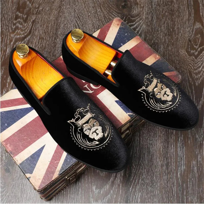 Men Fashion Embroidery Party Wedding Slip-on Loafers Moccasins Men's Casual Shoes Mens Light Comfortable Driving Outdoor Flats