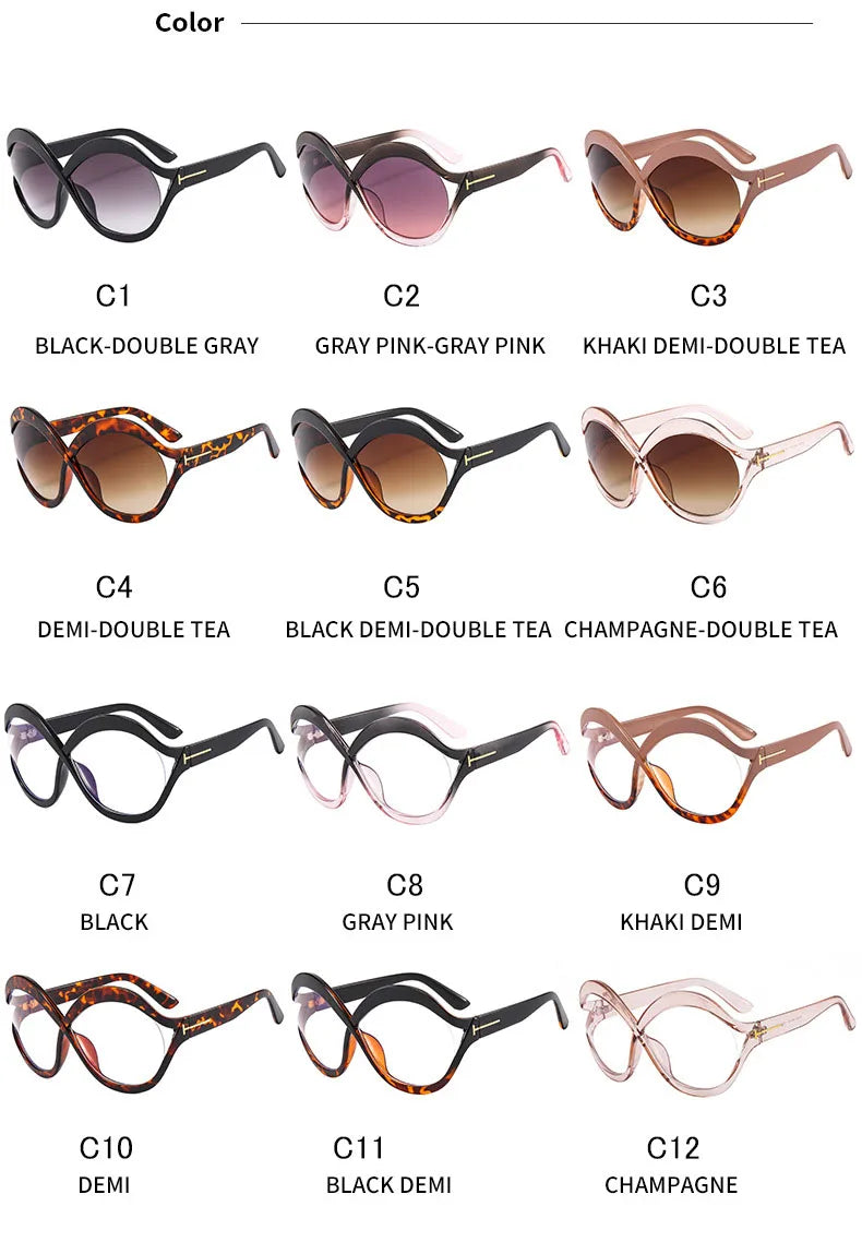 Luxury Oversized Round Sunglasses Goggle New Brand Designer Women Sun Glasses Trends Punk Shades Eyewear Eyeglasses Oculos