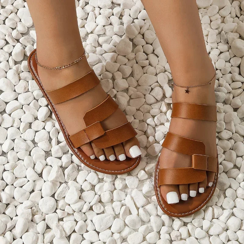 Ladies Shoes 2024 Summer Cross Strap Women's Sandals High Quality Rome Women Sandals Casual Flat Slippers Zapatos De Mujer