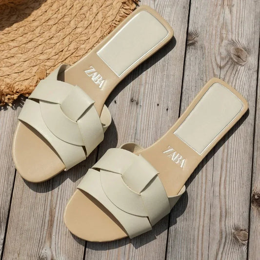 Simple Flip-flops Women Wear Slippers New Women's Shoes Square Head Cross Flat 2024 Summer Sandals