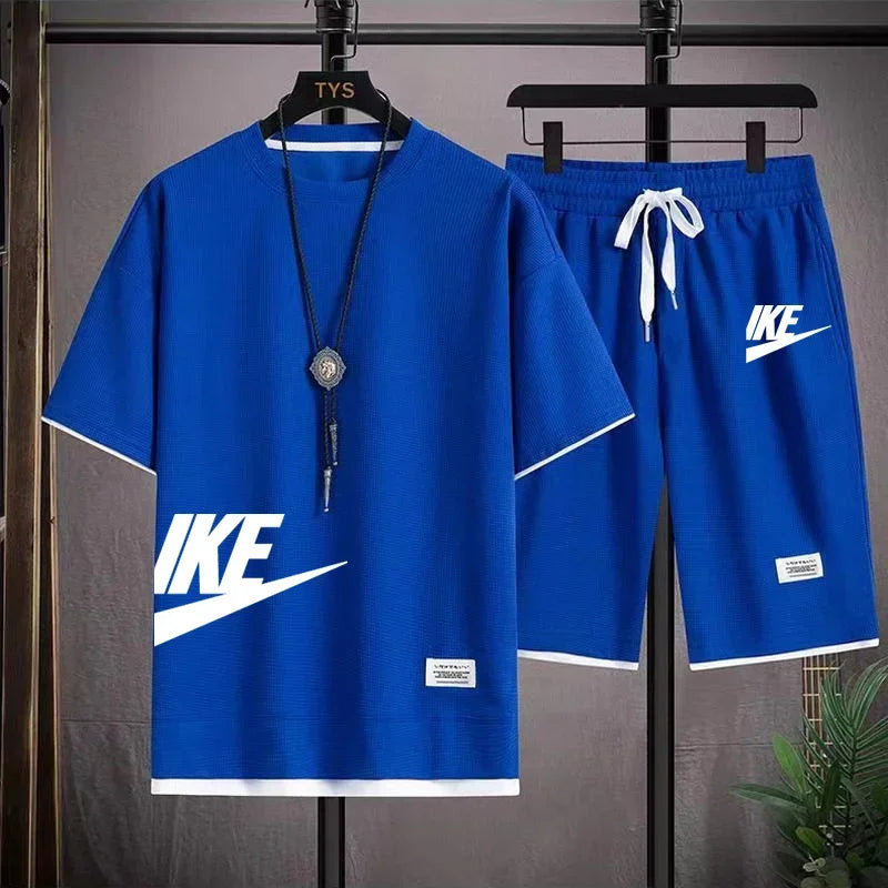 Summer Men's Sets Fashion Korean Tracksuit Men Short Sleeve T Shirts+Sport Shorts Suit Men Casual Men Clothing Mens Joggers Sets