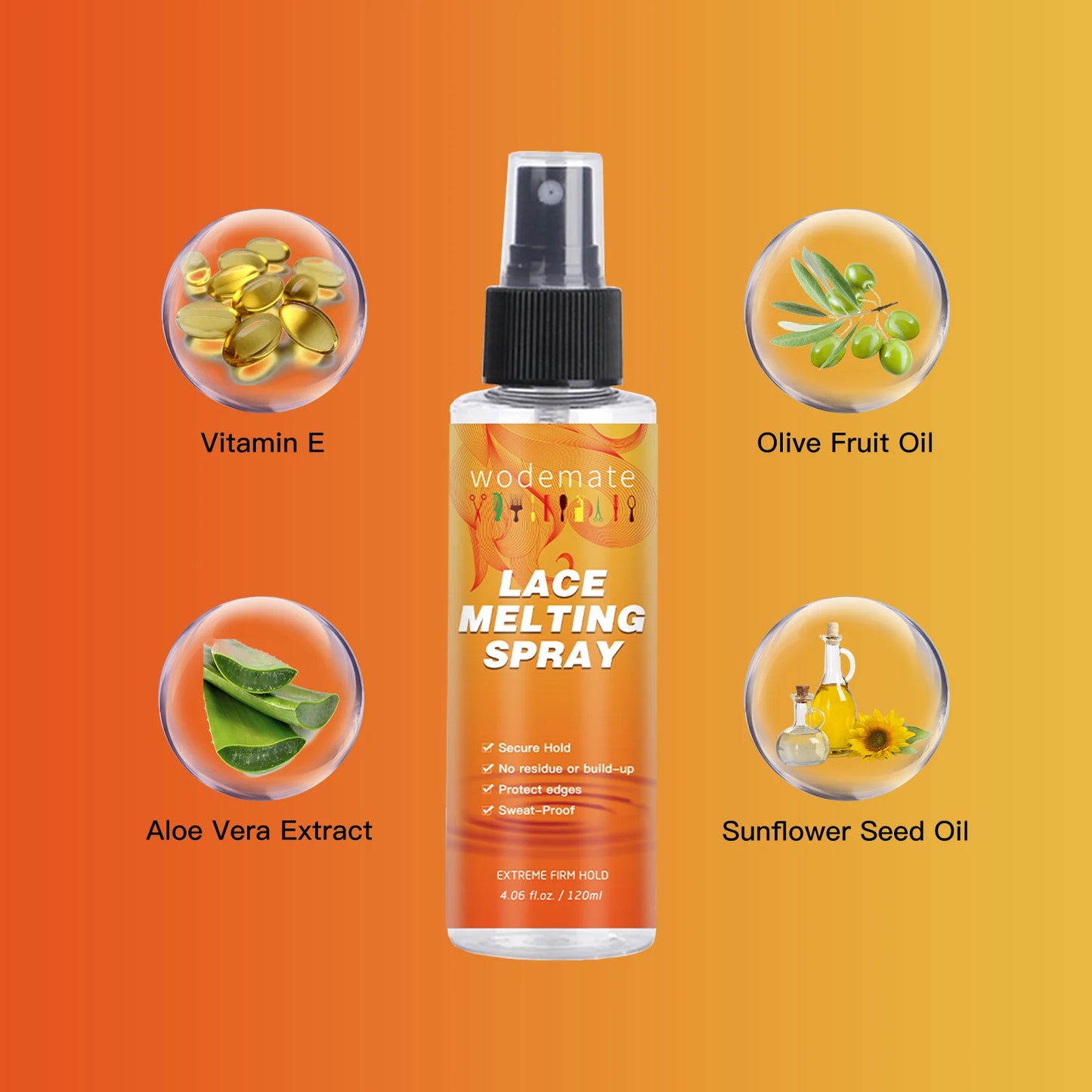 Melting Spray for Lace Wig Long Lasting Invisible Lace Melting Spray Quick Drying Melt Band Wigs Accessories 120ml