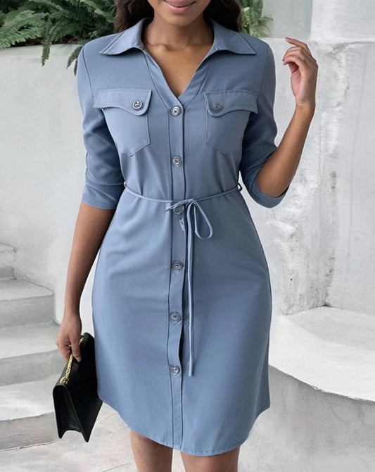 Sexy Elegant Dresses for Women Buttoned Pocket Design Casual Dress New Fashion 2024 Summer Casual Female Clothing Outfits