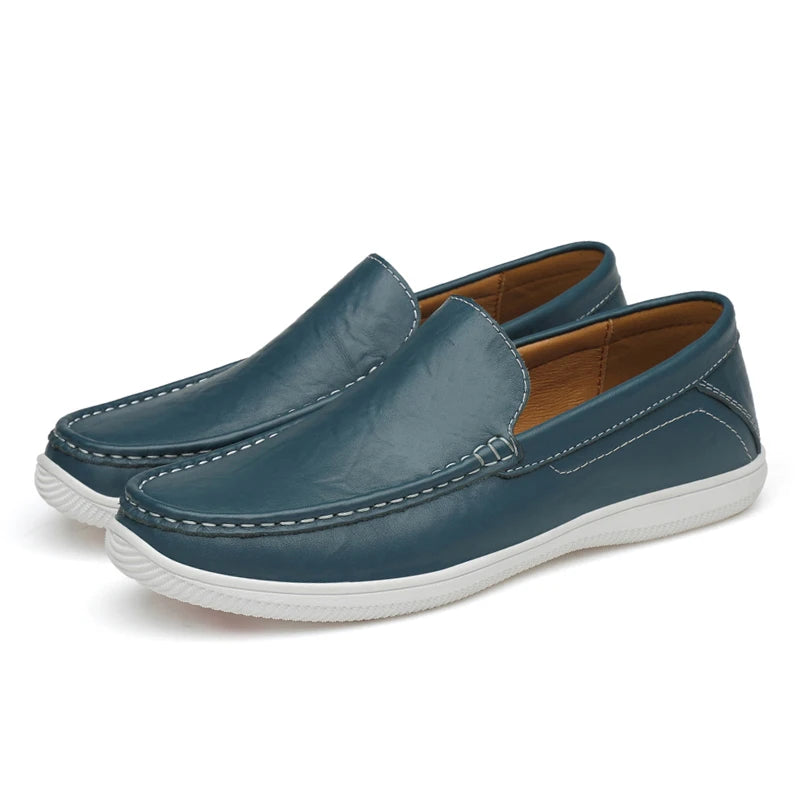 Fashion Casual Mens Shoes Genuine Leather Free Shipping Italian Luxury Designer Summer Slip On Shoes Men Loafers Driving